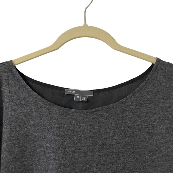 Vince Gray Black Mixed Media Long Sleeve Top Size Medium Lightweight Flowy - Picture 2 of 8